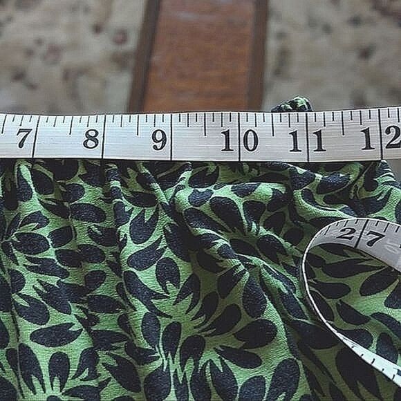 Vtg Y2K lime green abstract floral print fit and flare skirt set - Picture 13 of 14